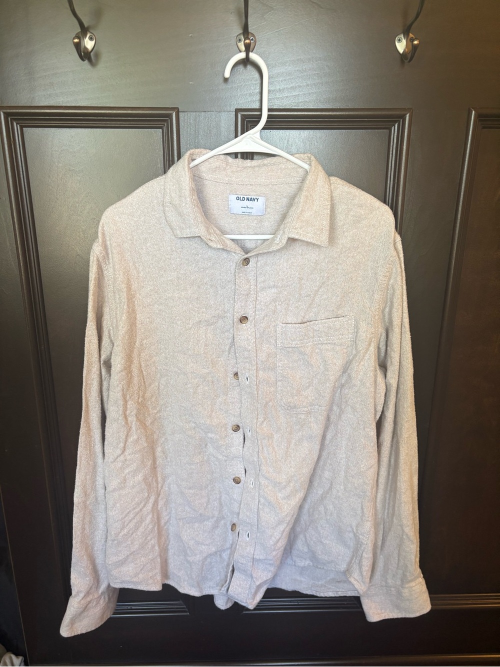 Old Navy Men's Button-Up Shirt in Neutral Tan